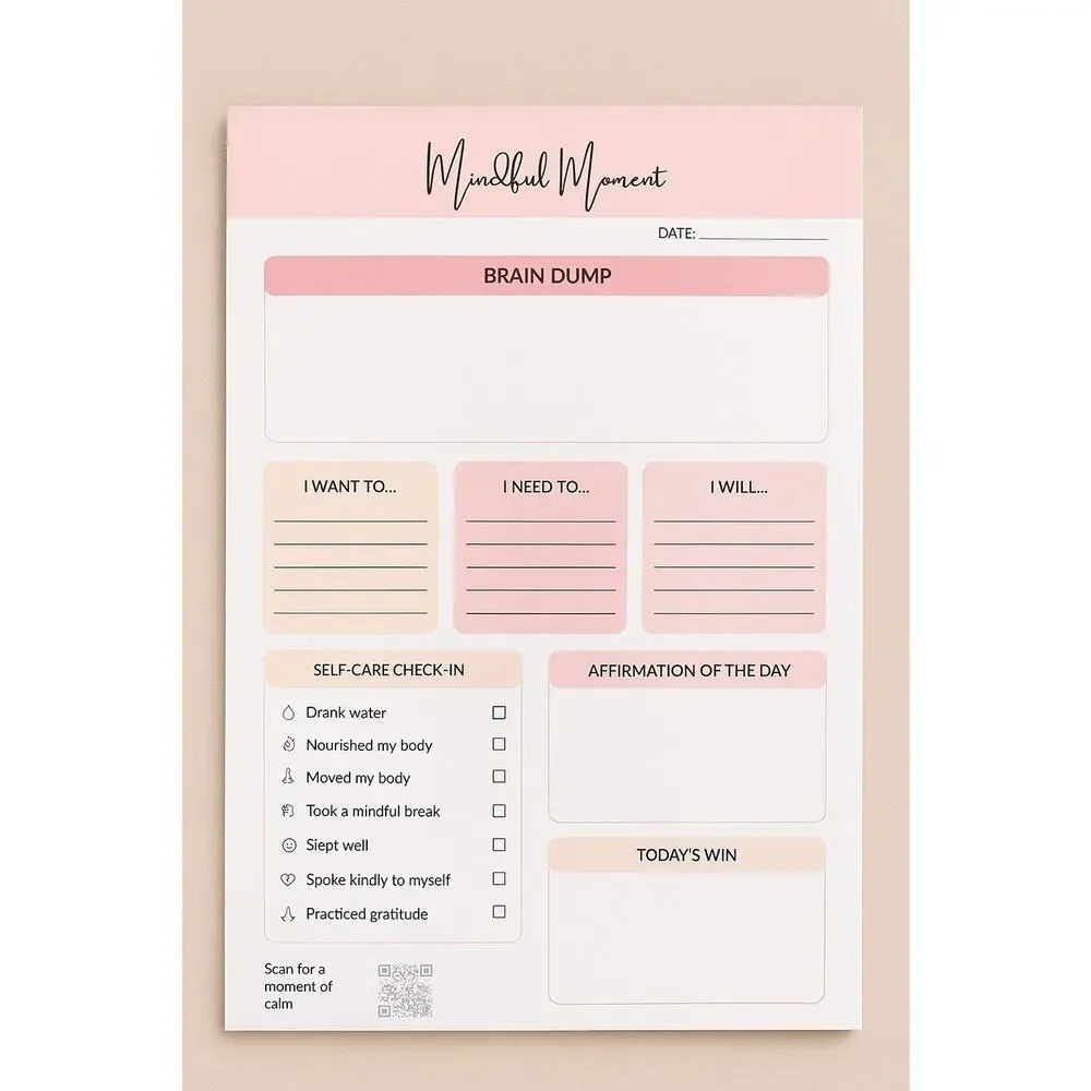 Brain Dump Notepad To Do List ADHD Self Care Journal w/ Free Goal Tracker